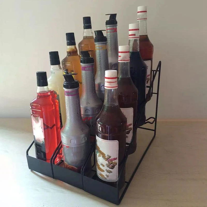 4 Bottle Wire Diplay Rack/Monin Syrup Rack Coffee Storage Rack Multifunction Milk Tea Cup Rack Display