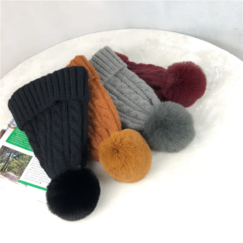 Skullies& Beanies модная осенняя и зимняя шерстяная шапка женская Корейская версия диких студенческих меховых шариков утолщенные шапки