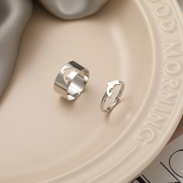 Lover Star Moon Aircraft Cherry Dinosaur Mushroom Butterfly Rings for Women Men Couple Open Ring Set 2021 Jewelry