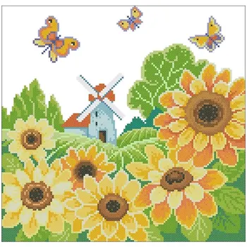 

Rural sunflower landscape Counted Cross Stitch 11CT 14CT 18CT DIY Cross Stitch Kits Embroidery Needlework Sets home decor