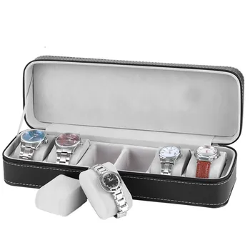 

PU Leather Pratical Watch Storage Display Holder Box Case With Zipper Casket Packaging Valentine 6/10/12 Slots
