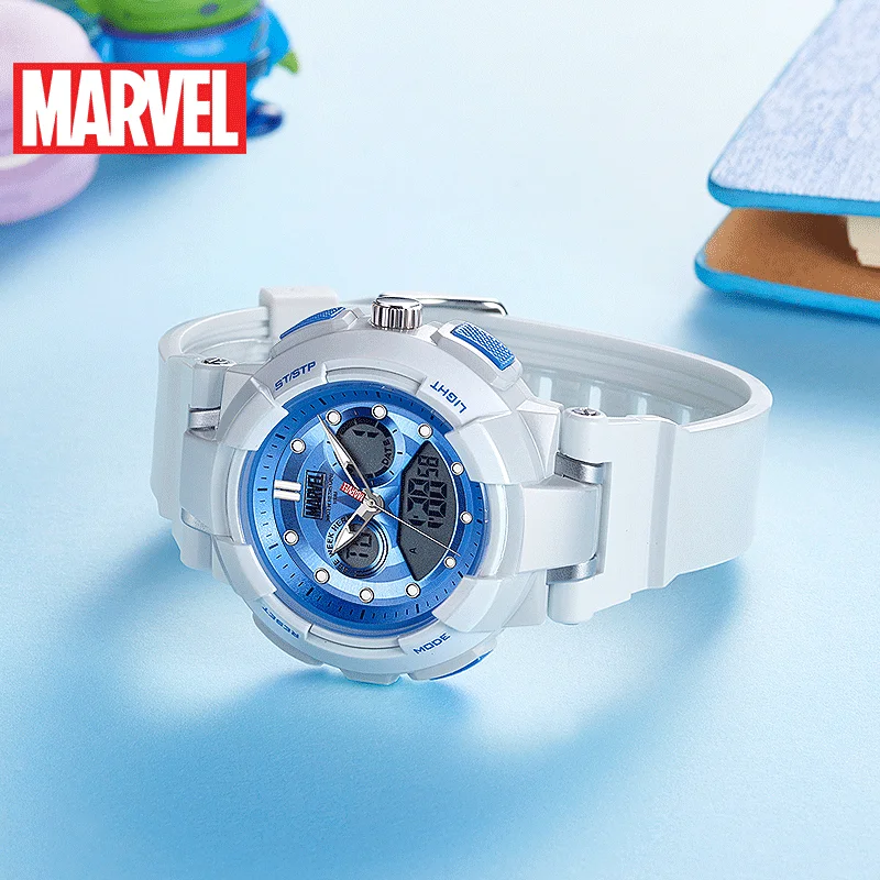 100 м водонепроницаемые женские Marvel Мстители модные спортивные часы с двойным дисплеем резиновые многофункциональные Светящиеся женские часы подарок для девочек