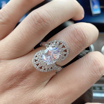 

Kinel Hot Flower Crystal Rings For Women Cubic Zirconia Wedding Rings Girls Elegant Engegament Gifts Fashion Jewelry