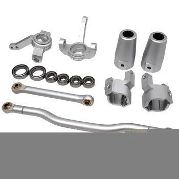 

RC 1/10 CAR Axial SCX10 Upgraded Accessories METAL Front Knuckle + Steering Link Rod + C Hub Carrier + Rear Axle Lock Out,Silver