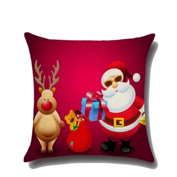 

Clearance Price Pillowcase 45cm Santa Claus Elk Pattern Linen Pillow Cover Christmas Series Pillowcases