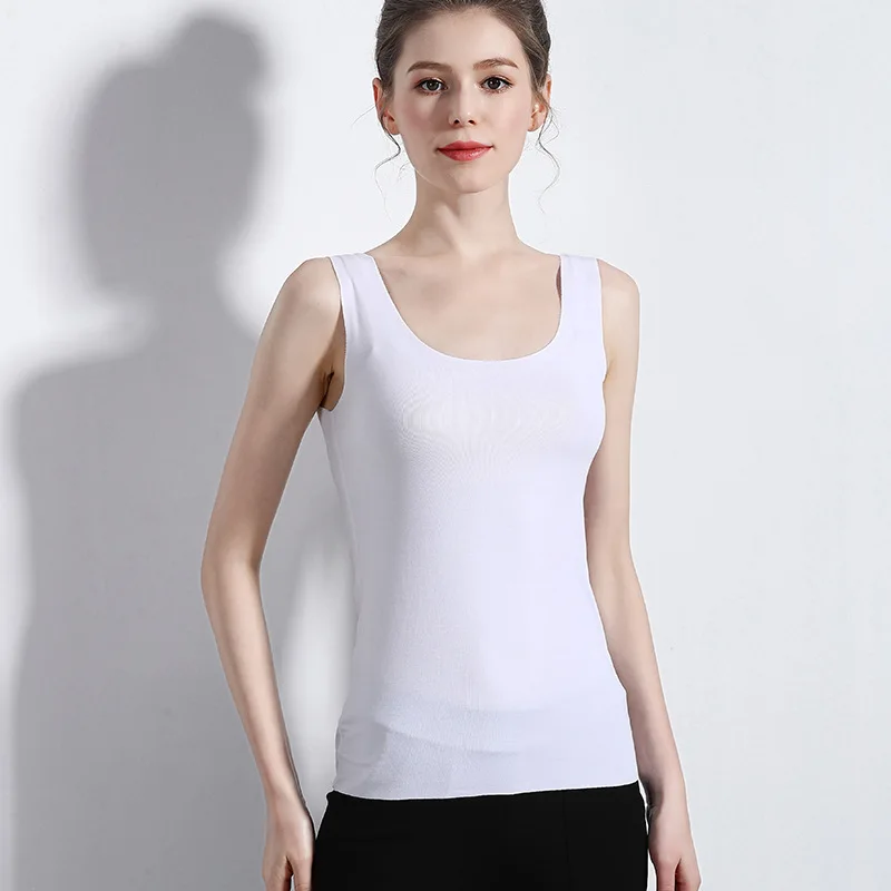 U collar white Новинка, летний женский жилет, Корейская версия, бесследный, самосовершенствование, сплошной цвет, базовый жилет - Цвет: U collar white