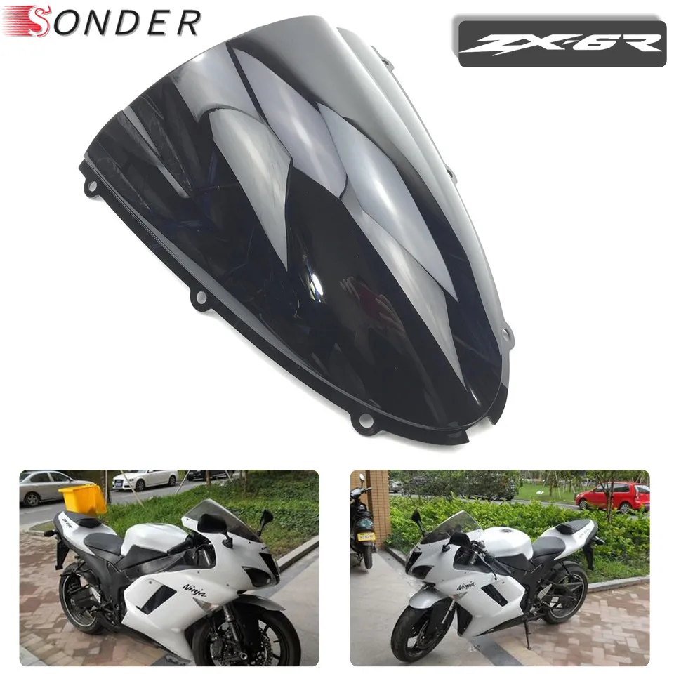 Motorcycles Windshield WindScreen Screen For 2005 2006 2007 2008 Kawasaki Ninja 636 ZX6R ZX-6R ZX10R ZX-10R ZX 6R 10R Black motorcycle windshield