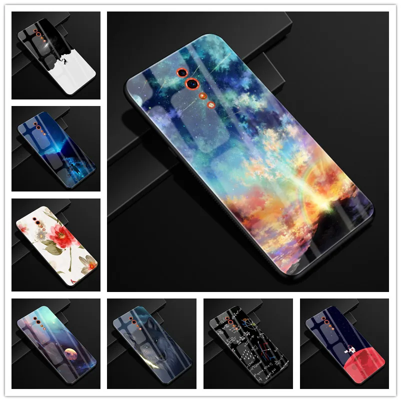 

For Oppo Reno Z Case 6.4'' Tempered Galss Luxury Hard Back Cover For Oppo Reno Z Phone Cases RenoZ soft bumper for OppoRenoZ