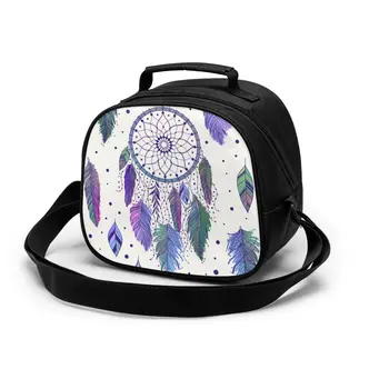 

2020 Insulated Lunch Bag Colorful Dreamcatchers And Feathers Thermal Cooler Picnic Food Lunch Box Bag for Kids Girls Children