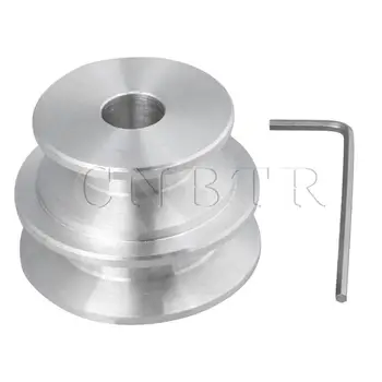

CNBTR Silver Aluminum Dual 2-Step Pulley 40x30x10MM for Motor Shalf Drive Belt
