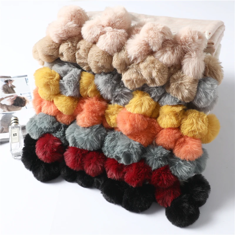 Winter Scarf for Women Thick Warm Cashmere Scarves Shawls Plaid Thick Wraps Lady Pashmina Foulard Blanket Hair Ball Top