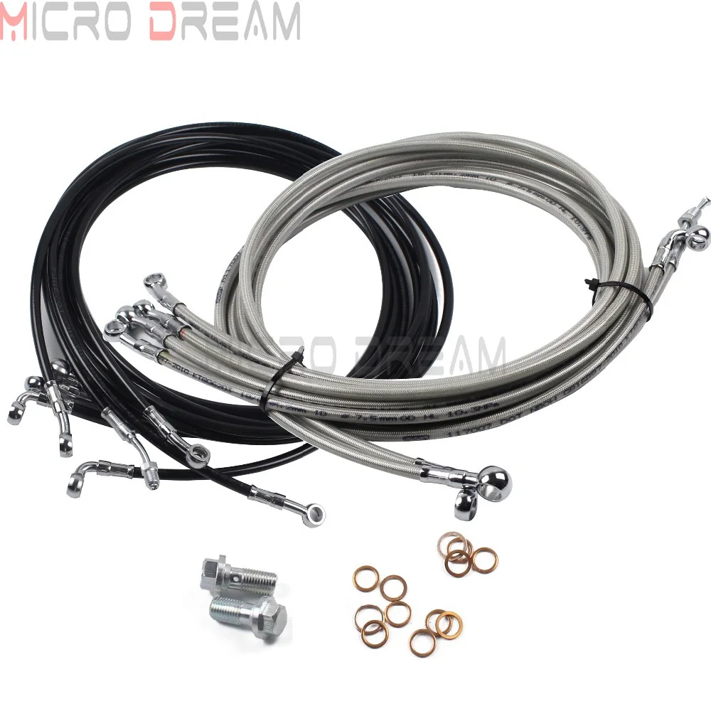 Замена 10-1" Руль черная верхняя линия тормозного кабеля комплект для Harley Touring ABS модели- Street Road King Glide