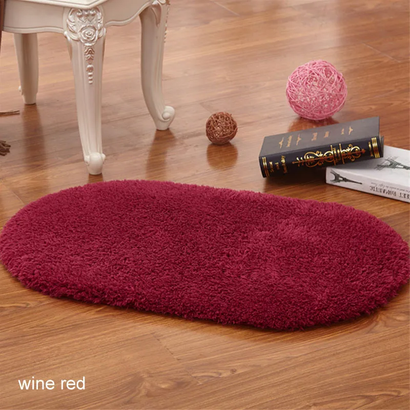 wine red 40x60 см овальной формы Противоскользящий коврик для ванной комнаты напольные коврики для дома комнаты коврик под дверь спальни пушистые мохнатые ворсистые коврики - Цвет: wine red