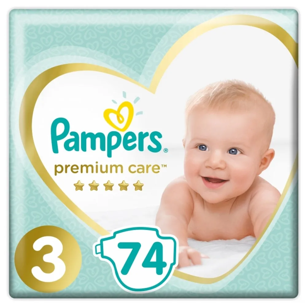 Подгузники Pampers Premium Care Midi(6-10 кг), 3 размер, 74 шт