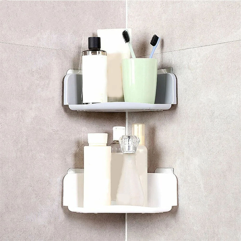 

Bathroom Corner Shelf Suction Rack Organizer Cup Storage Bathroom Fixtures Storage Rack Kitchen Tripod Wall Shelf