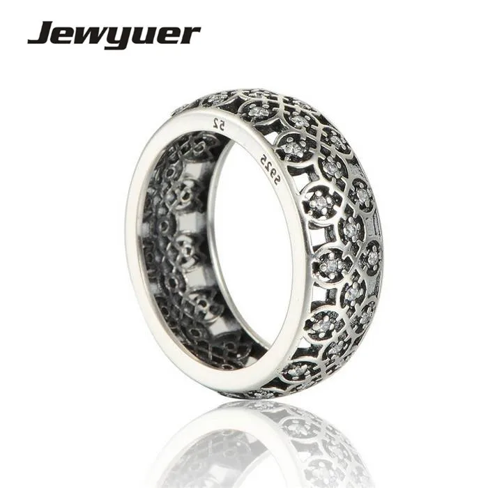 Vintage Hollow Patter Round Silver Rings anillos Real 925 Sterling silver jewelry Wedding For Women &amp Men RIP458 | Украшения и