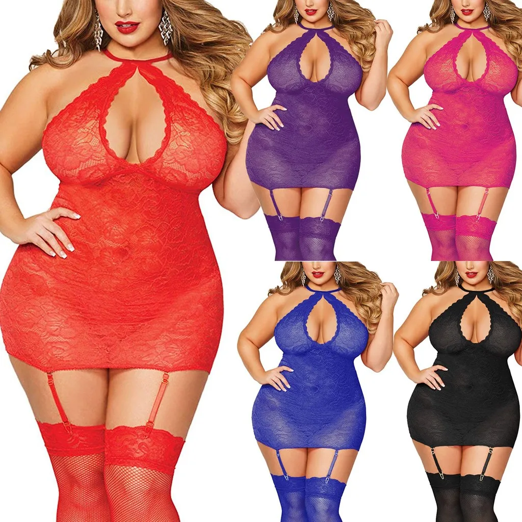 Colorful Lenceria Mujer Lingerie With G-string Plus Size Open Back Langerie Lace Babydoll Sleepwear Underwear Erotic Costumes