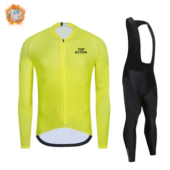 

2020 Go Pro Team Winter Cycling Jersey Set MTB Bike Clothing Uniform Men's Thermal Fleece Bicycle Maillot Ropa Ciclismo STRAVA