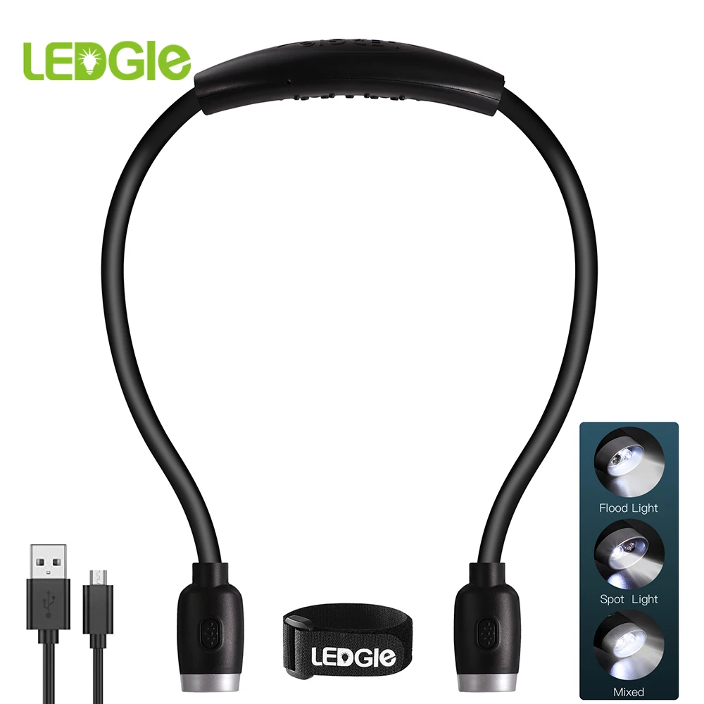 LEDGLE Adult Neck Light Rechargeable Reading Book Lights 3 Brightness Levels Perfect for Bookworms Craft Knitting Reading in Bed