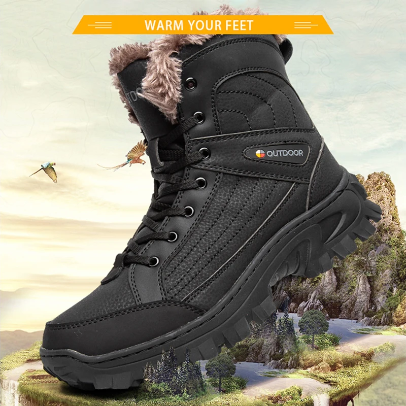 Мужские зимние походные ботинки Нескользящие износостойкие теплая Уличная
