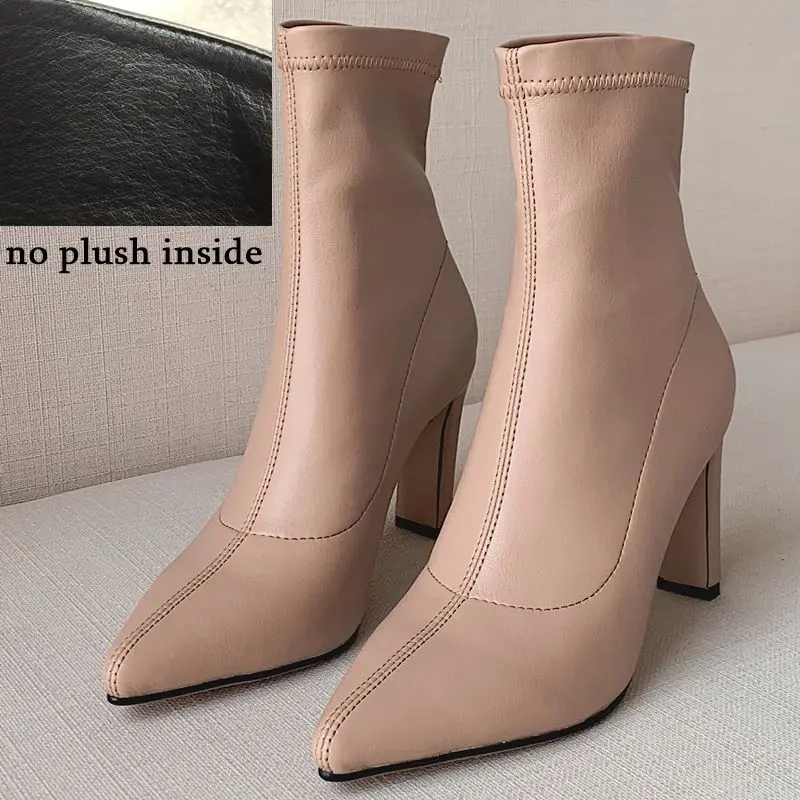 ALLBITEFO fashion sexy high heels night club party women boots 6 color ankle boots for women autumn girls boots ladies shoes - Цвет: no plush inside