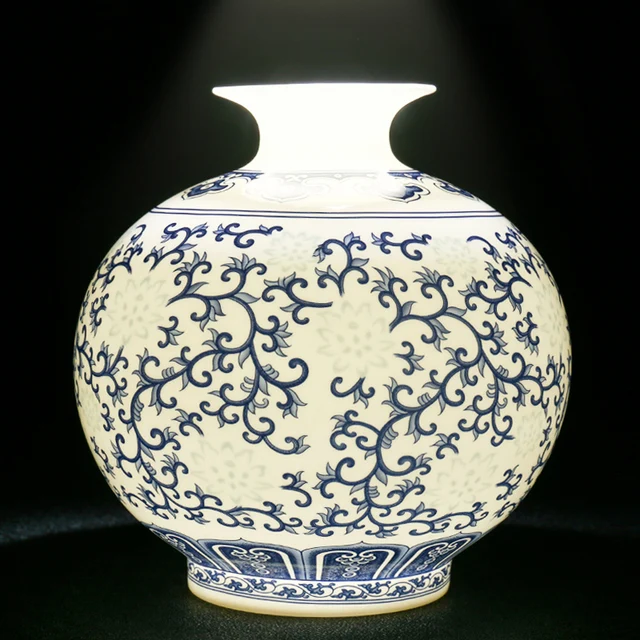 Jingdezhen Porcelain New Chinese Blue And White Exquisite Vase Modern Simple Living Room Flower Arrangement Decoration 1
