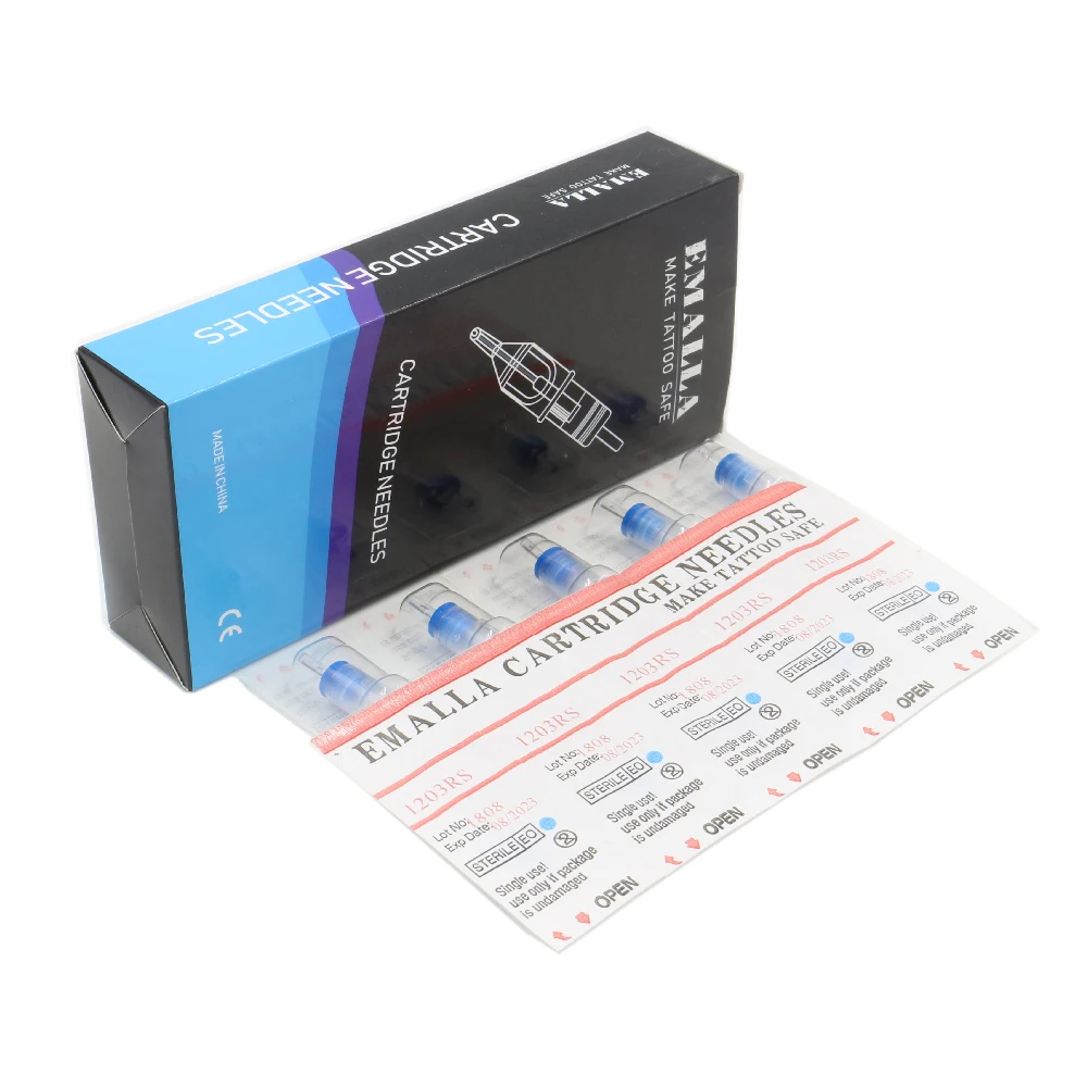 20 шт. цветная Татуировка картридж иглы с мембраной круглый вкладыш 1205RS для татуировки ручка