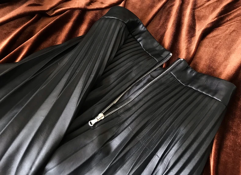 Европейская американская Elagant Женская осенне-зимняя дизайнерская качественная плиссированная трапециевидная длинная однотонная черная повседневная юбка