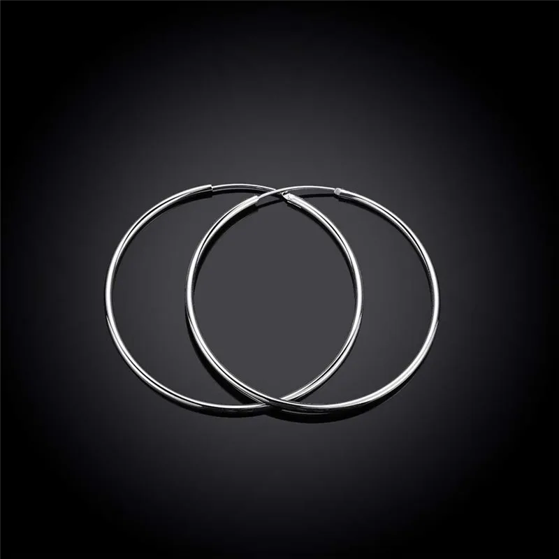Silver Hoop Earrings Silver Earrings Hoop Earrings Womens Earrings Pure 925 Sterling Silver Hoop Earrings 50mm 60mm Round Circle Loop for Women