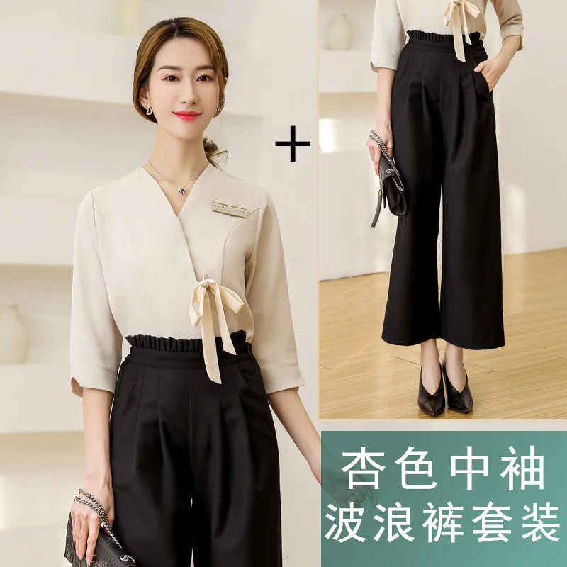 women uniform chinese style workwear medical scrubs work suit v neck dentist spa massage sets health club beautician - Цвет: color2