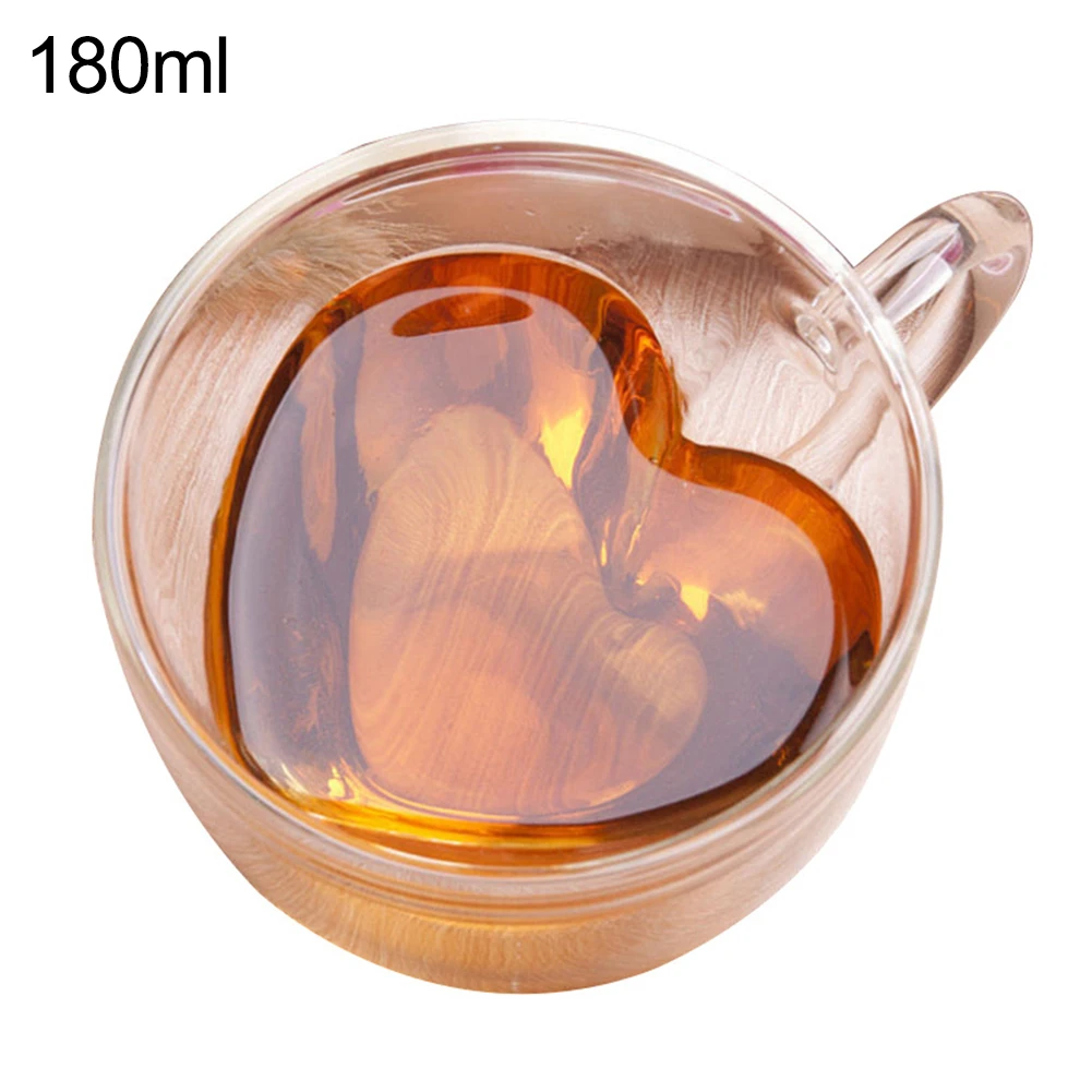 180/240 мл стеклянная чашка с двойными стенками в форме сердца для кофе, чая, термостойкие стеклянные чашки с изоляцией для питейная посуда кружки