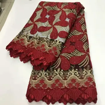 

Red/Gold African Lace Fabric 2020 High Quality Lace Nigerian Lace Fabric With Stones Embroidery Tulle French Lace for Women dres