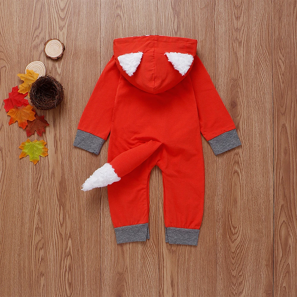 В форме лисы детские комбинезоны дети теплый хлопок Осень и Зима Комбинезоны Новорожденный хлопок спортивный костюм для ребенка