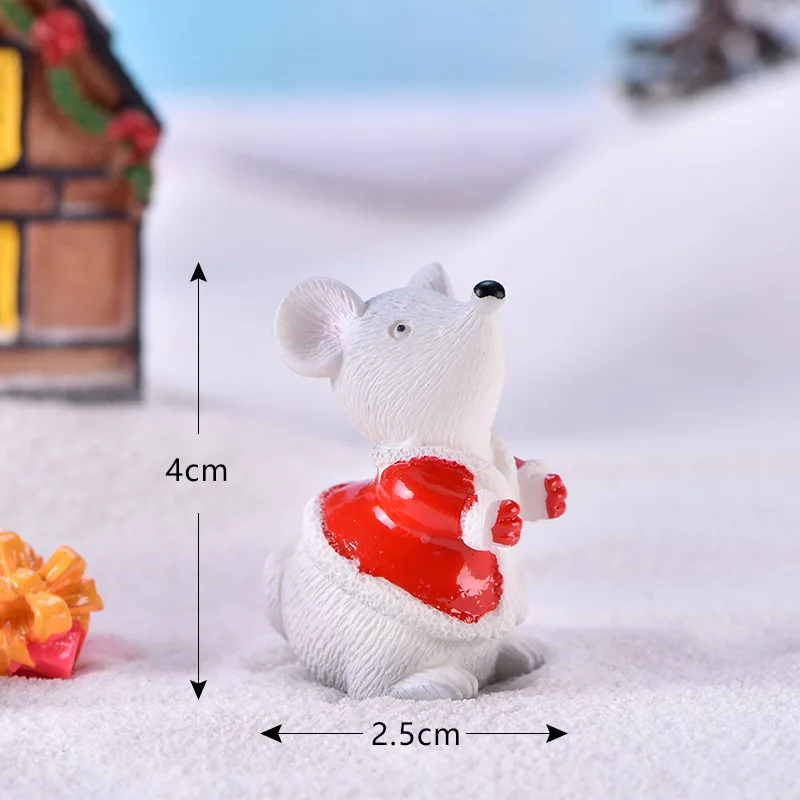 Рождественская полимерная мышь сказочные садовые миниатюрные украшения мультяшная Модель Дети подарок на год микро пейзаж декоративная фигурка игрушки 1 шт - Цвет: 1