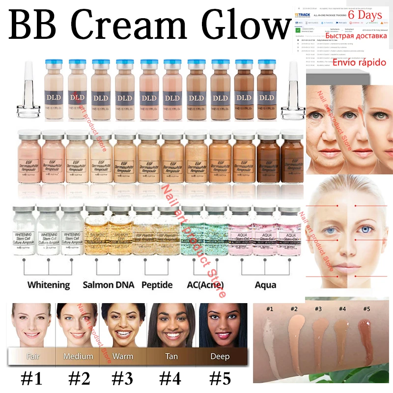 

12pcs 5ml Whitening Serum BB Cream Glow Meso Brightening Serum BB Cream foundation Beauty Salon Cosmetic makeup liquid foundatio