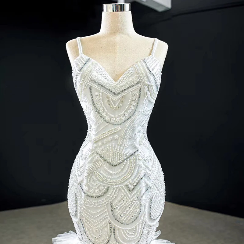 J67123 JANCEMBER Sexy Wedding Dress 2020 Spaghetti Straps Sleeveless Sweetheart Lace Up Shining Crystal Chapel Train 5