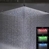 Black Rainfall Shower Head LED Light 20‘’ Large Rainfall Shower Faucet Head Square Brass Showerhead Color Changing Head 2