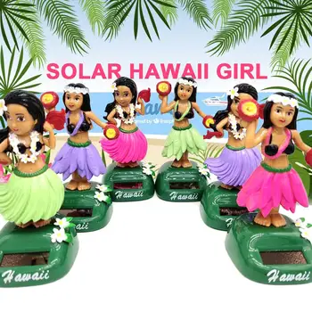 

Solar Dancing Hawaii girl Hula Shaking Head Toy Solar Powered Auto Interior Decompression Dashboard ornament car accessories