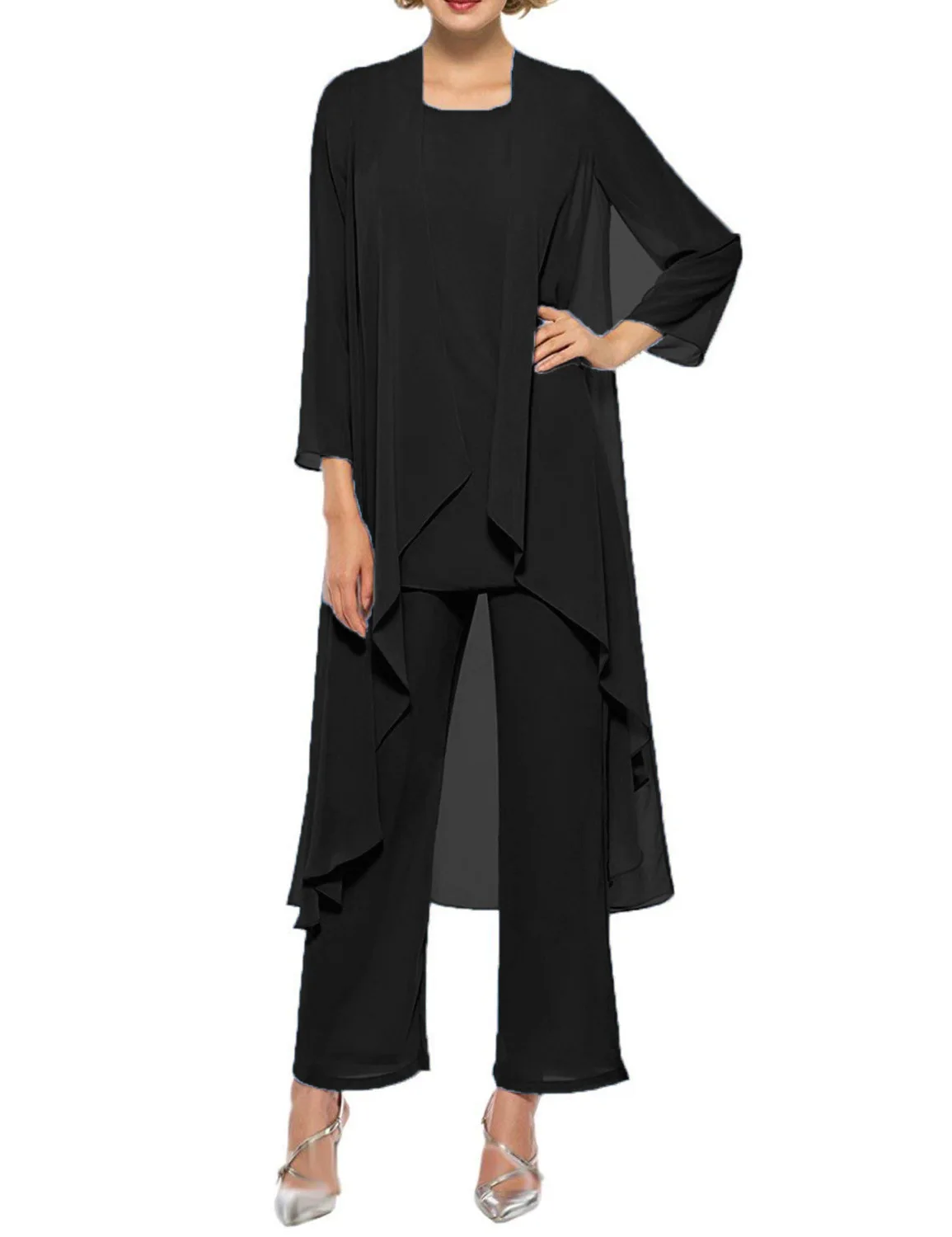 BGW 2020 Three Pieces Chiffon Mother Of The Bride Dresses Solid Color Wedding Guest Dress Plus Size Long Sleeves BGW 2020 Three Pieces Chiffon Mother Of The Bride Dresses Solid Color Wedding Guest Dress Plus Size Long Sleeves