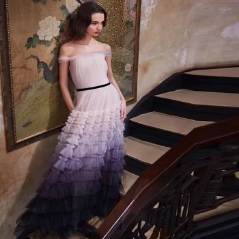 

Elegant Purple Off Shoulder Dress Fashion Mesh Design Maxi Dress Women Celebrity Evening Party Dress Vestidos Wholesale 2019