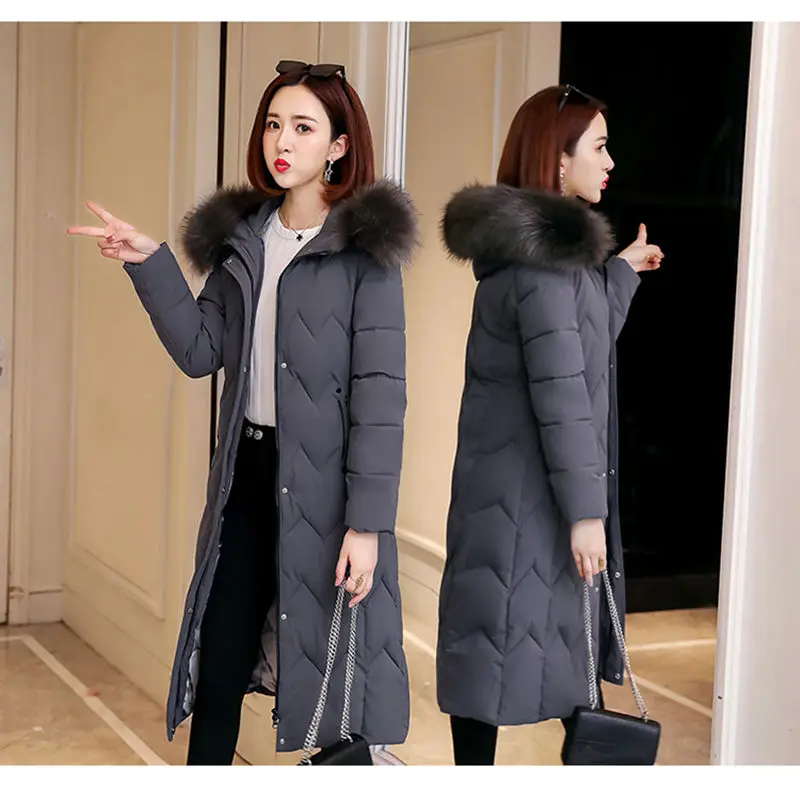 Plus Size 4XL 5XL Winter Jacket Women Hooded Fur Collar Jacket Female Warm Long Winter Coat Women Slim Thicken Parka Mujer C5935