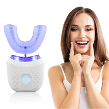 

CkeyiN Full Automatic U-shaped Electric Toothbrush Waterproof Silicone Toothbrush Blue Light Teeth Cleaner USB Charging Base