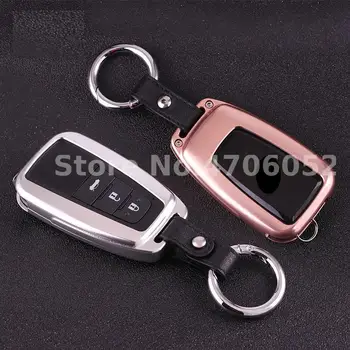 

Car Aluminium Alloy Key Holder Cover Case Shell Chain For Toyota Camry Corolla C-HR CHR Prado 2018 Key Protection