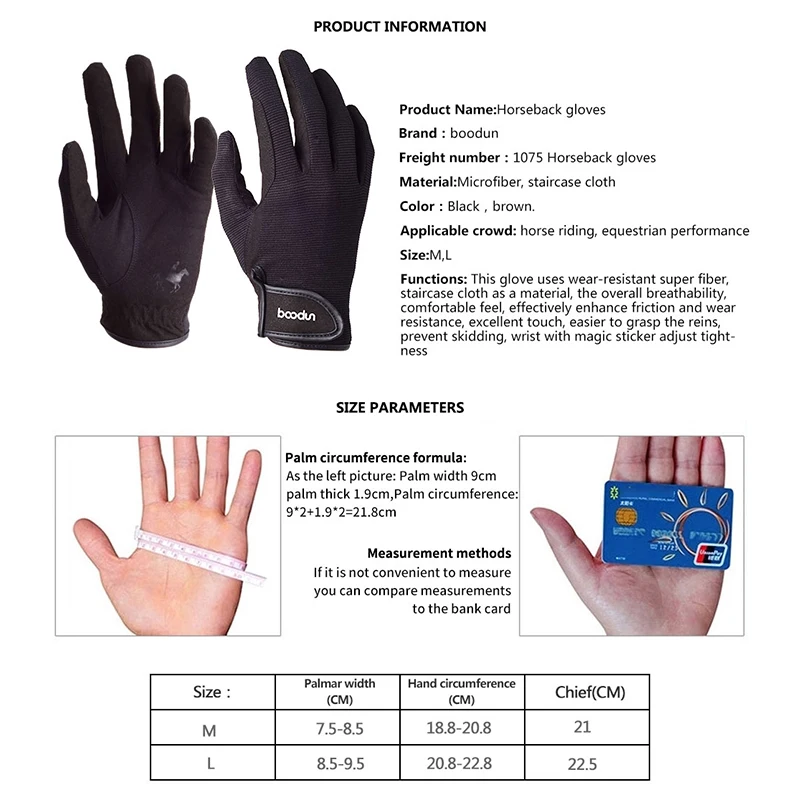 Horse Riding Mitten Anti-Slipping Portable Durable Adjustable Baseball Softball Sports Gloves Horseback Accessories Riding Glove