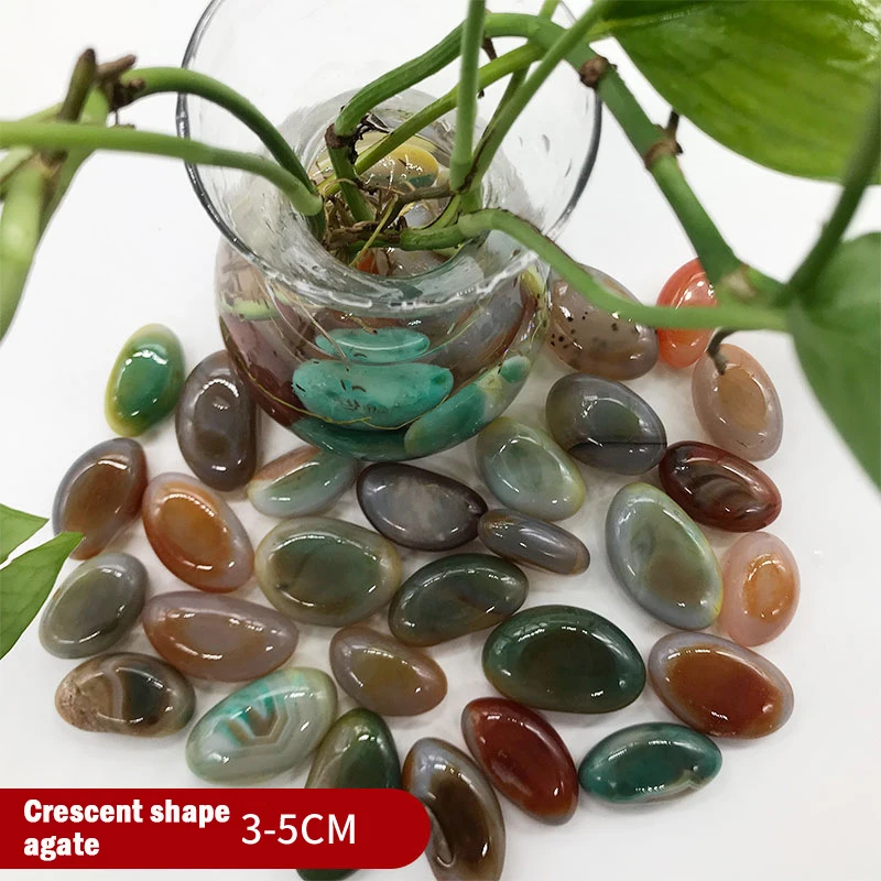 500 г/пакет многоцветный камень Yuhua натуральный камень украшение цветочный горшок многоцветный камень Круглый Агат камень для украшения аквариума - Цвет: Crescent shape 3-5cm