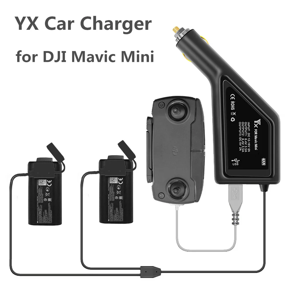 Flash Sale YEU YX 3 in 1 Car Charger For DJI Mavic Mini Intelligent Battery Charging Hub Mavic Mini Car Connector USB Adapter Multi 2 Battery 