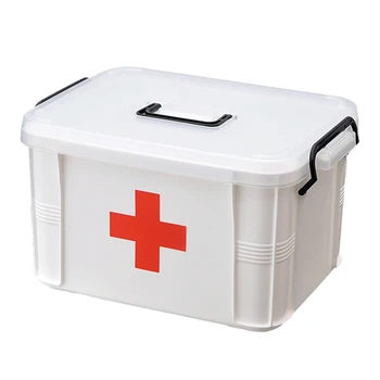 

First Aid Container Bin Pill Storage Case Family Emergency Kit Medicine Storage Organizer with Removable Tray