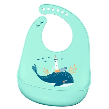 

Adjustable Waterproof Baby Bibs Different Styles Cartoon Print Silica Gel Feeding Baby Saliva Towel Apron Infant Silicone Bib