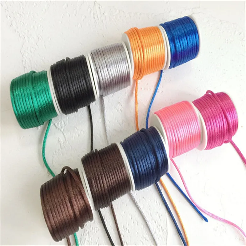 Popular colors 2mmX10m/roll Braided Macrame Silk Satin Nylon Cord Rope DIY Making Findings Beading Thread