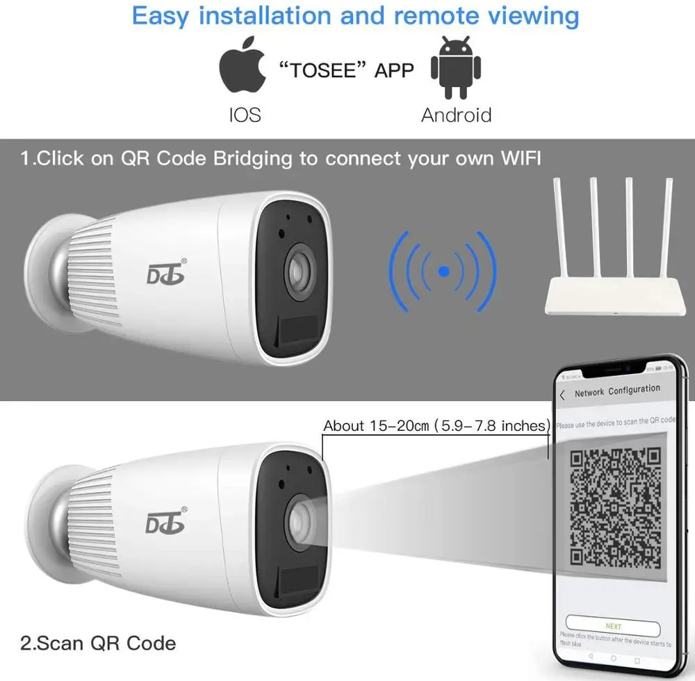  Tuya Smart Life Outdoor Battery WiFi Camera Two Way Audio built-in 12000mAh for 6 month using time